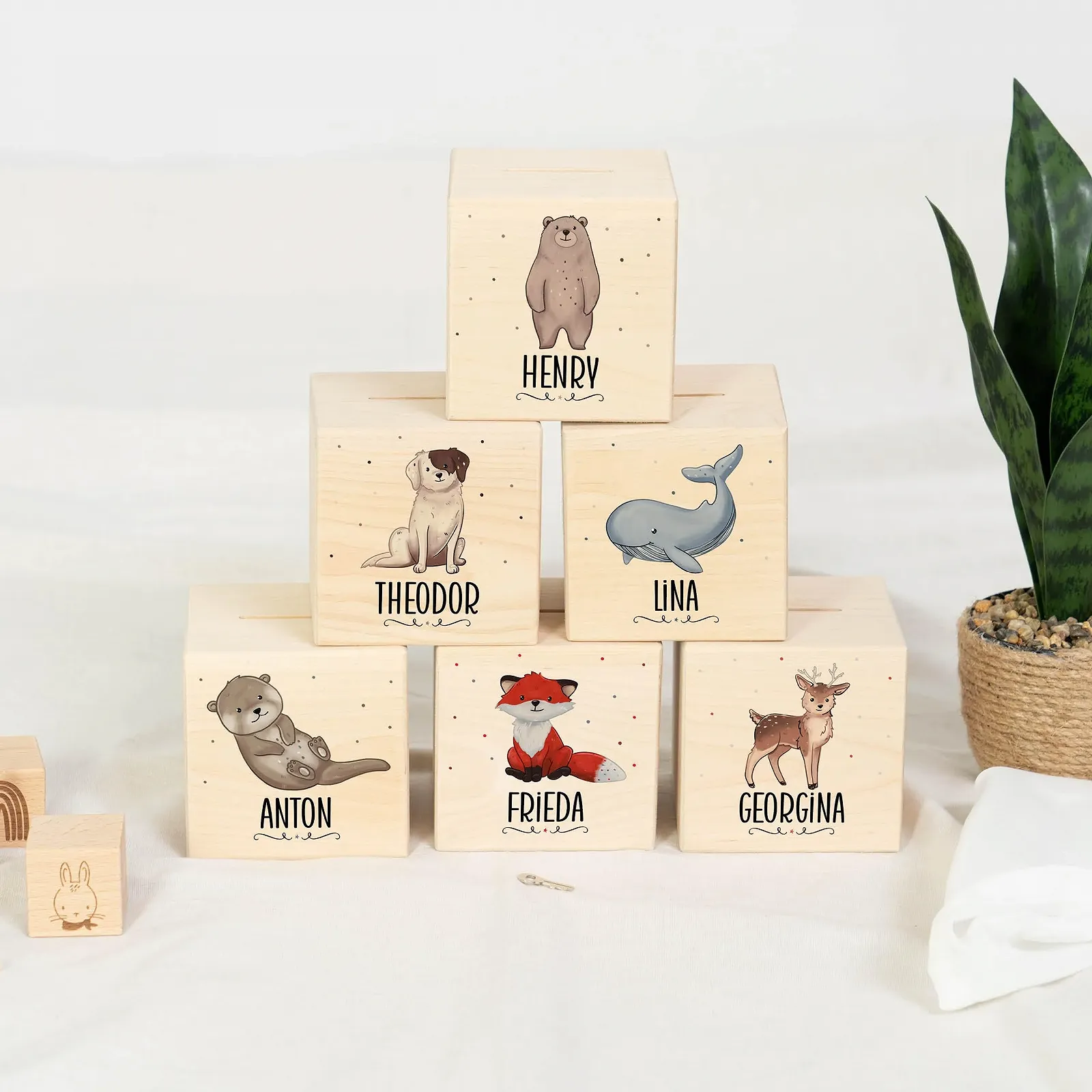 Скарбничка Muckelmeister Fox персоналізована дерев'яна з замком та ключем, фото №8