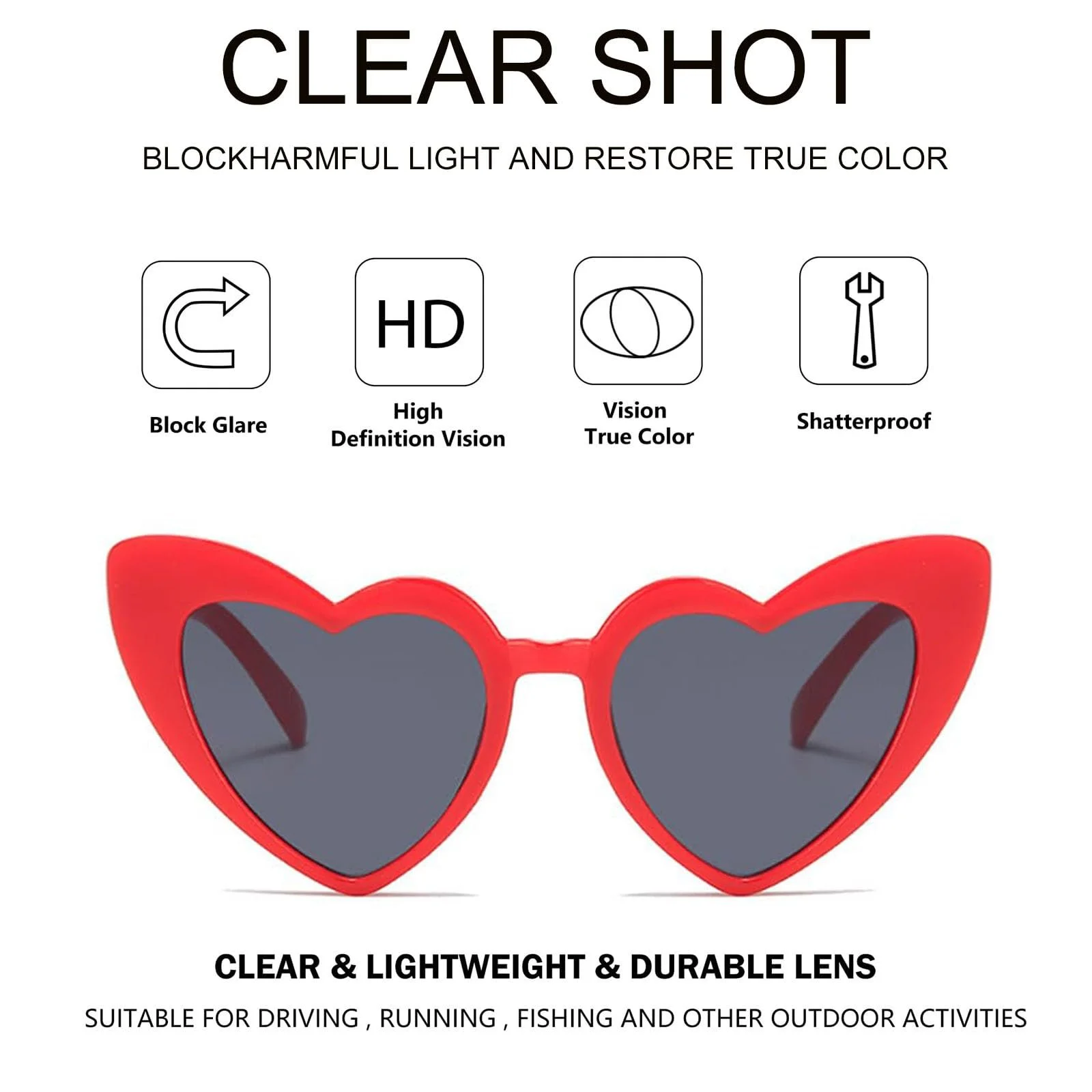 Солнцезащитные очки ZSRVAJ Сердце Четыре штуки Красный, фото №3