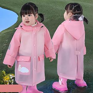 Большой детский многоразовый дождевой костюм - водонепроницаемая куртка пончо комбинированный для девочек и мальчиков - набор верхней одежды для дождя с капюшоном - Фото 1
