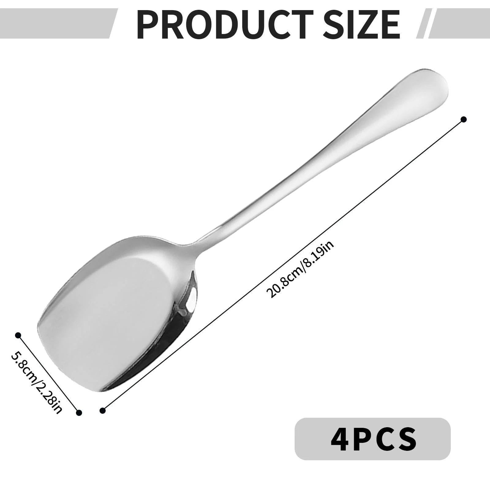 Ложка чайна з нержавіючої сталі (набір 4 шт.), фото №2