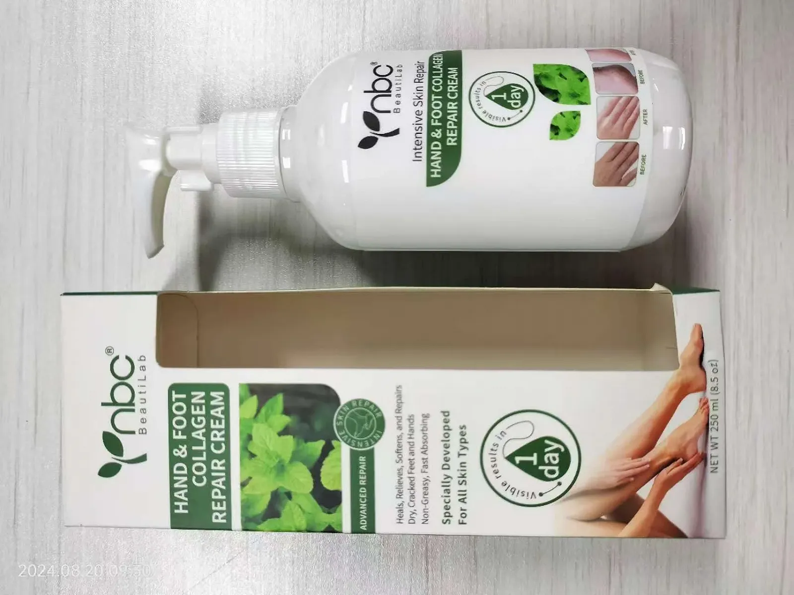 Крем для ног Foot Cream для сухой и потрескавшейся кожи, с глицерином, витамином E и мятой, 250 мл, фото №2