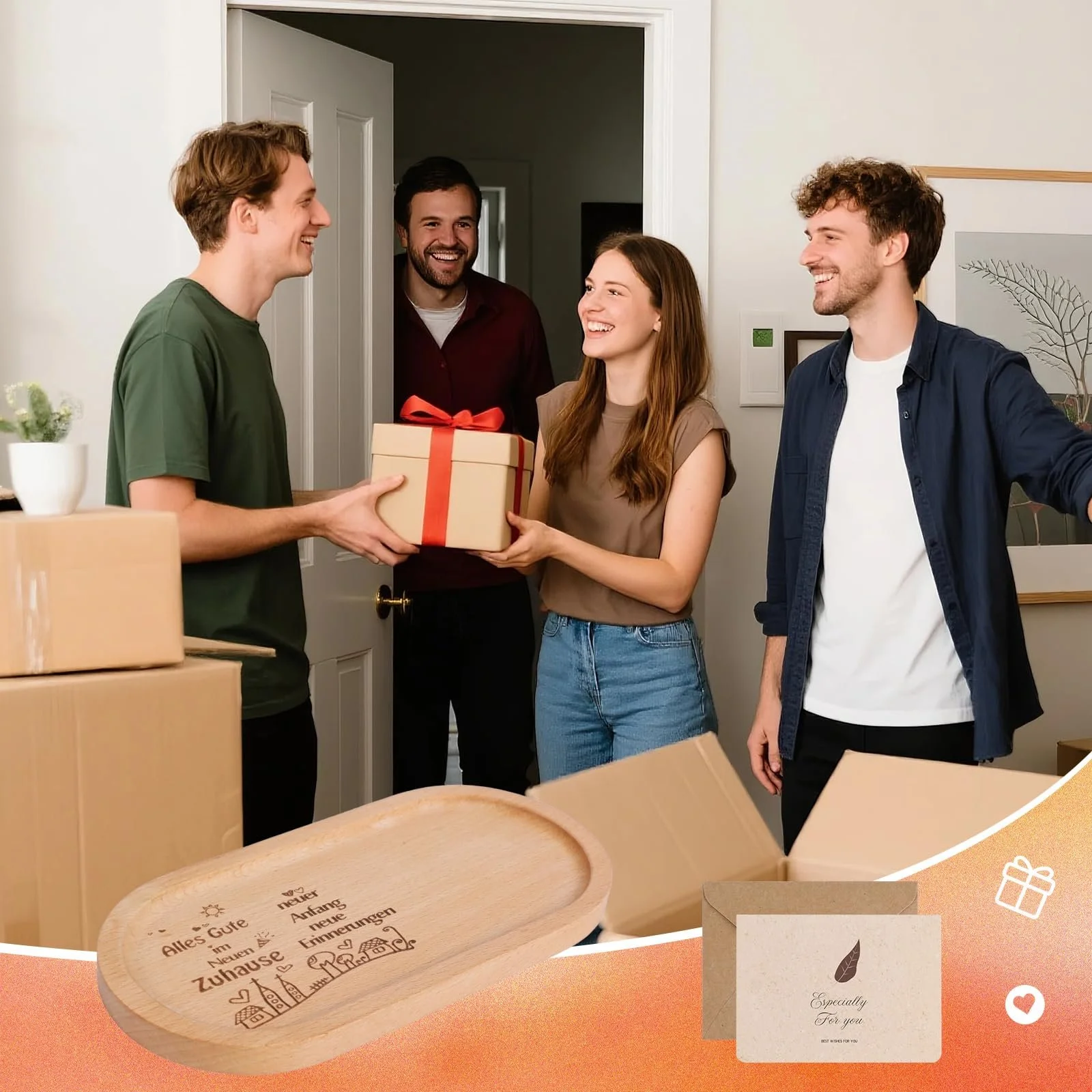 Декоративний піднос Seutgjie Дерев'яний з гравіюванням, фото №4