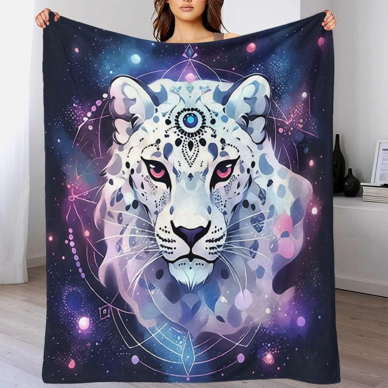 Покривало Плюшева Милий Сніжний Леопард, Сірий, 100 x 130 см, фото №5