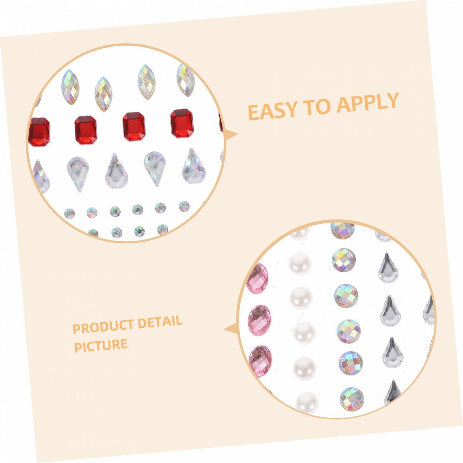 Самоклеящиеся стразы для лица 6 листов, фото №3