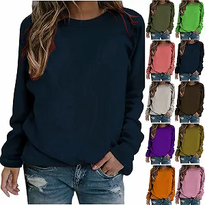 Пуловер Ybing Женский Повседневный Свитшот Однотонный Рукав реглан Рубашка с длинными рукавами Свободный Крой Круглый вырез Горловины Блуза Теплый Пуловер Длинная рубашка Осень Зима Верхняя одежда Футболка с длинными рукавами Базовая Спортивная рубашка synthetic.ua - Фото 1