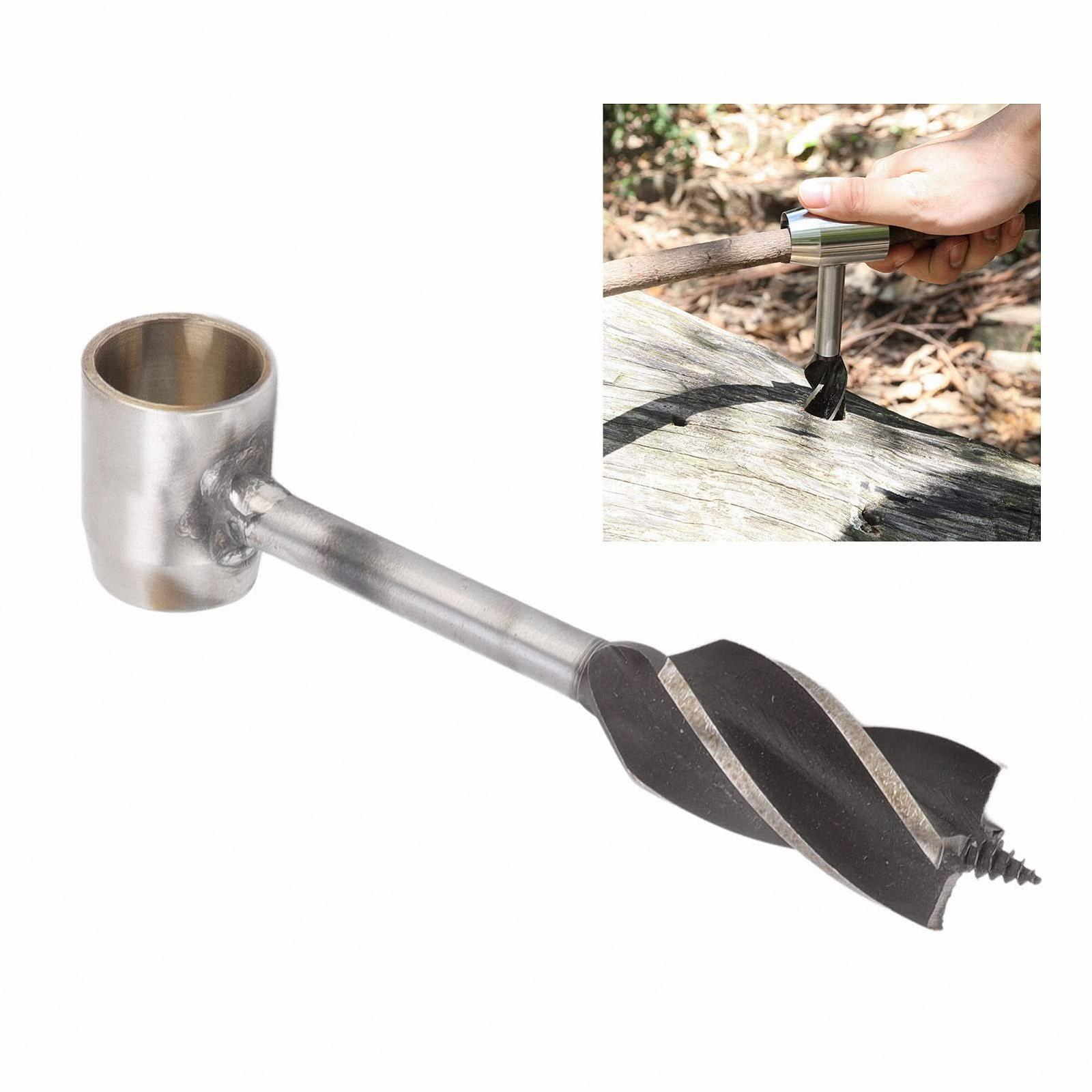 Ручний бурав Survival Settler Tool Bushcraft, багатофункціональний інструмент для виживання на відкритому повітрі з нержавіючої сталі, інструмент для пробивання отворів зі шкіряним чохлом, інструмент для кемпінгу (коричневий), фото №5