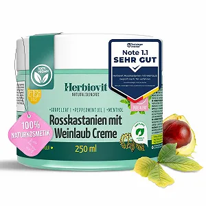 Крем Herbiovit Horse Chestnut with Vine Leaves для усталых ног с конским каштаном, листьями винограда и маслом мяты 250 мл - Фото 1