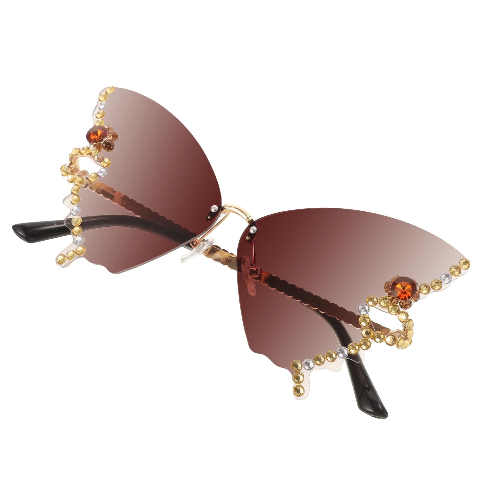 Сонцезахисні окуляри Метелик Діамант VALICLUD Вінтажні Без оправи Стрази, фото №4