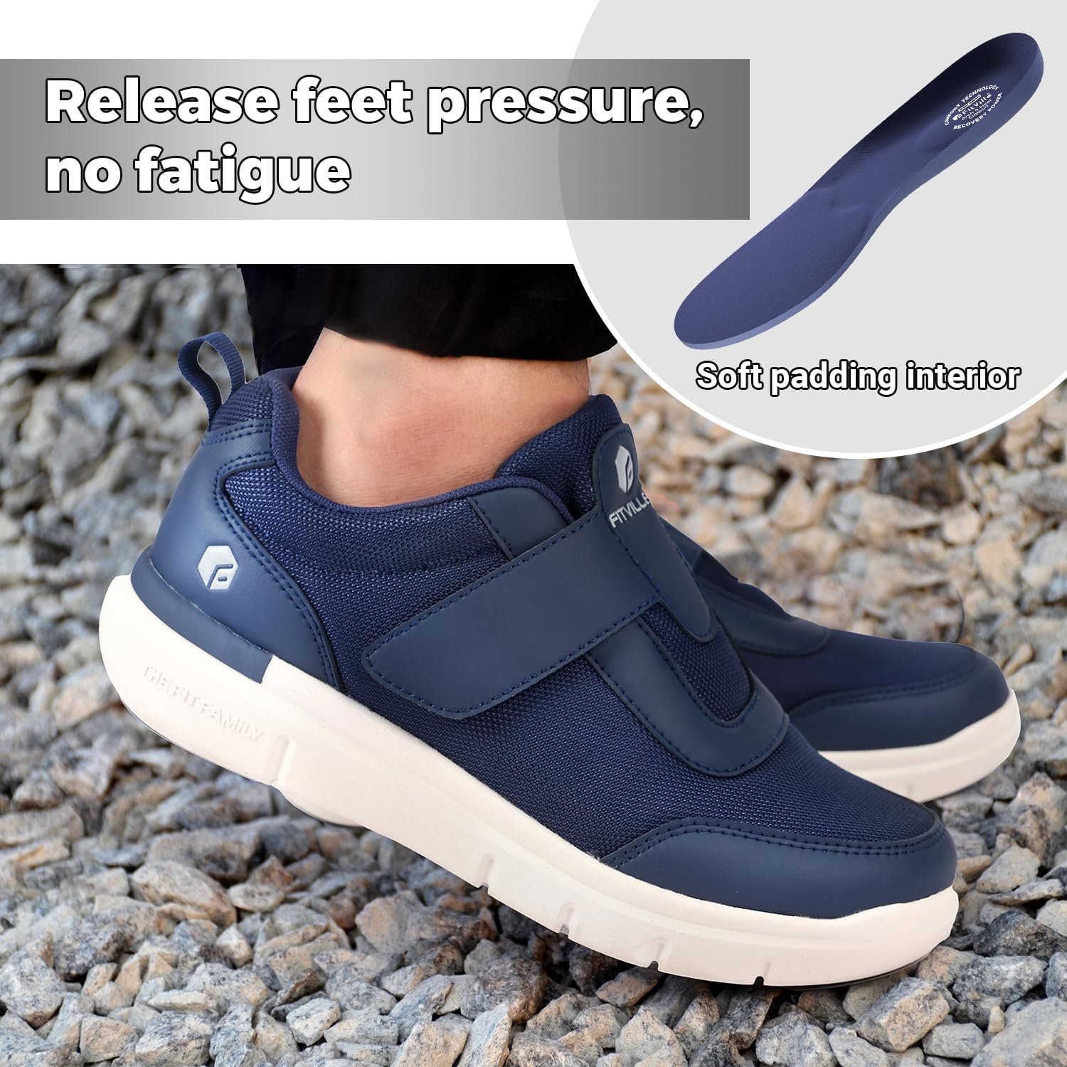 Кросівки FitVille Чоловічі діабетичні надширокі на липучках, фото №7 Кросівки FitVille Чоловічі діабетичні надширокі на липучках, фото №7