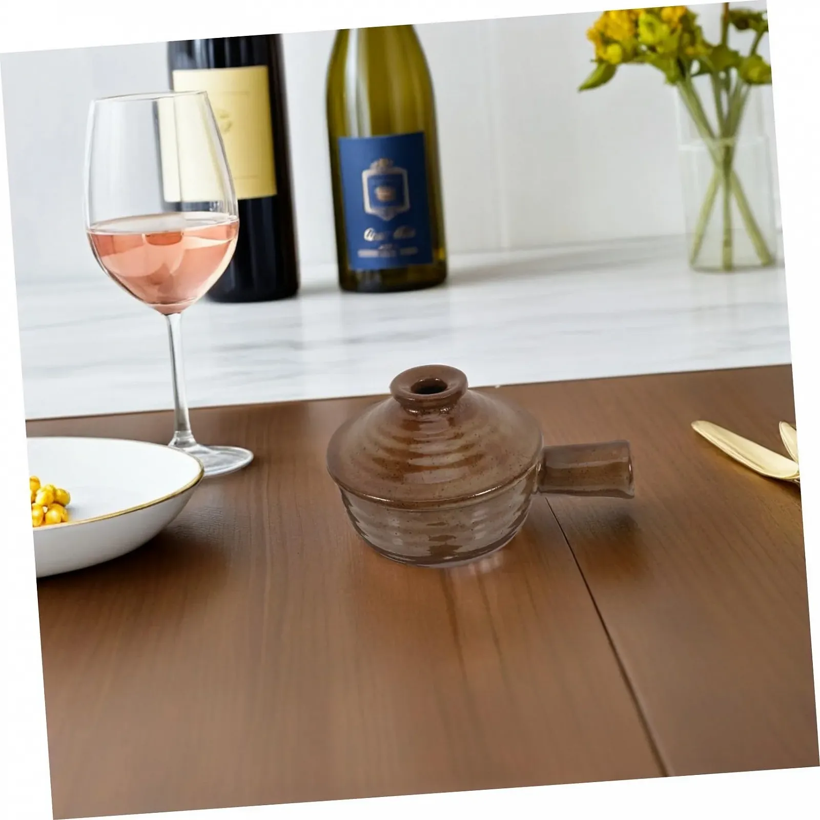 Набір керамічних горщиків Gatuida 2 шт для мікрохвильової печі з кришкою жаростійкі теракотові, фото №5