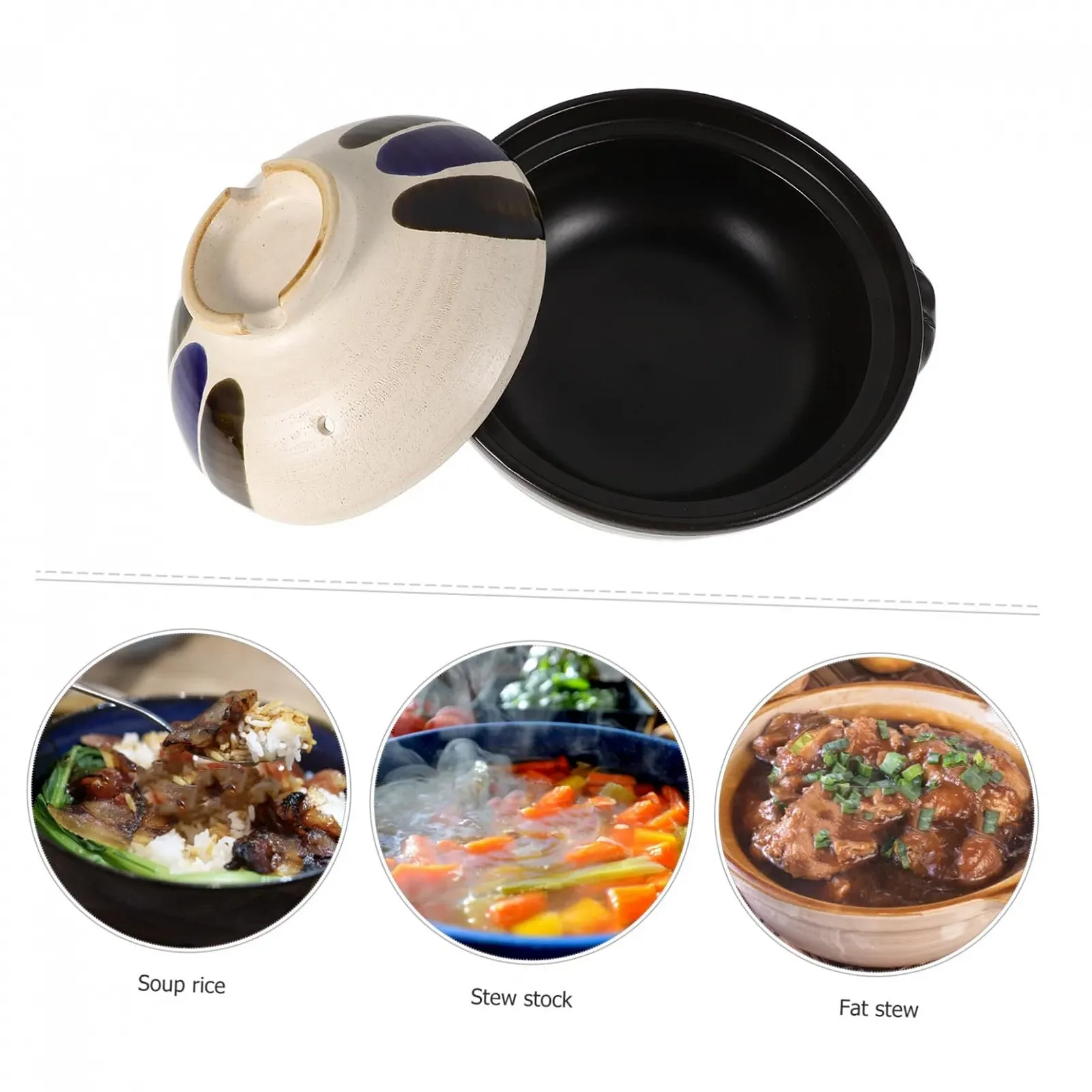 Кастрюля GALPADA Japanese Stoneware с крышкой термостойкая, фото №3