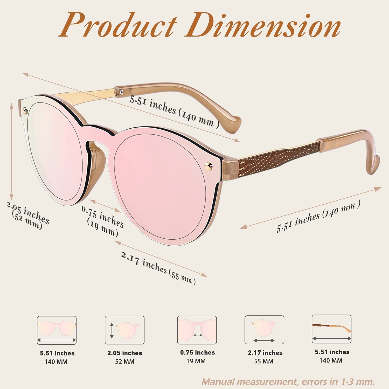 Сонцезахисні окуляри круглі великі дзеркальні GQUEEN UV400, фото №6