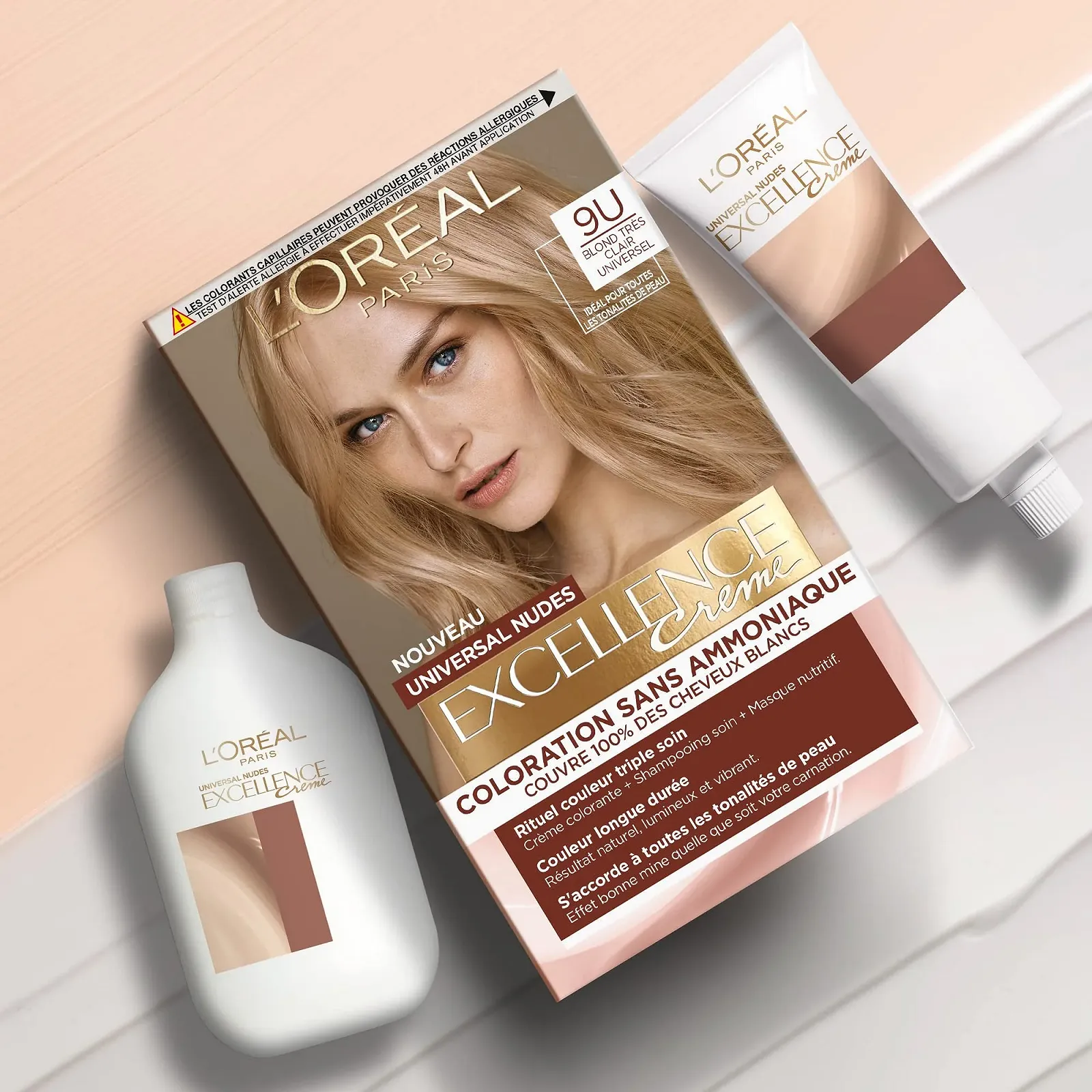 Стійка Фарба для Волосся L'Oréal Paris Excellence Cream Universal Nudes Дуже Світлий Блонд Universal (9), фото №5 Стійка Фарба для Волосся L'Oréal Paris Excellence Cream Universal Nudes Дуже Світлий Блонд Universal (9), фото №5