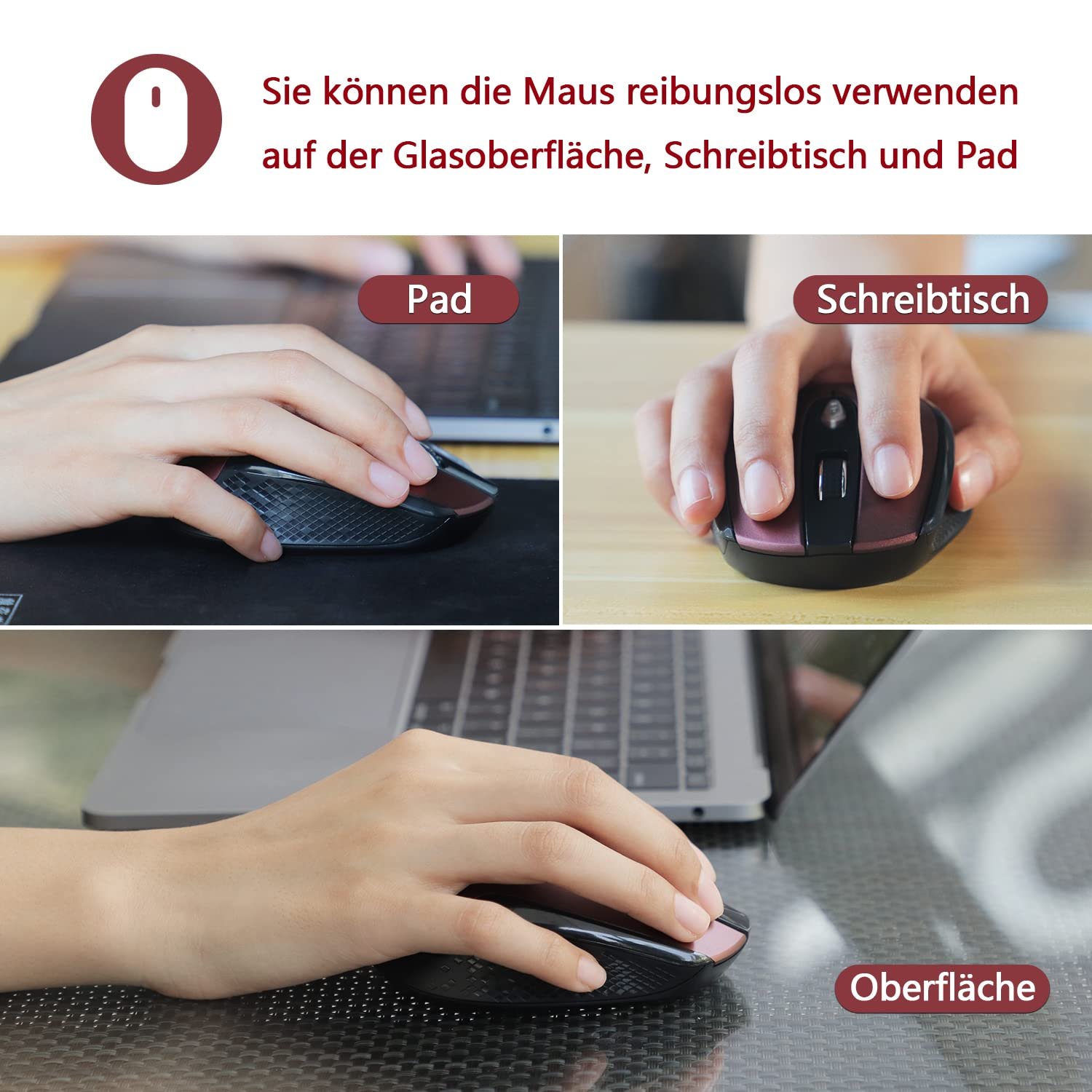 Миша Бездротова LeadsaiL 1600 DPI 6 Кнопок Червоний, фото №6