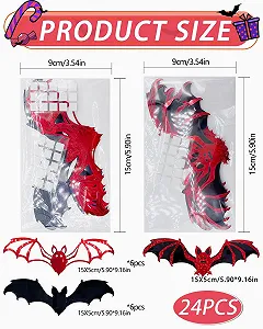 3D-наклейки на стіну Halloween Bats 24 шт. Чорний та Червоний synthetic.ua - Фото 1