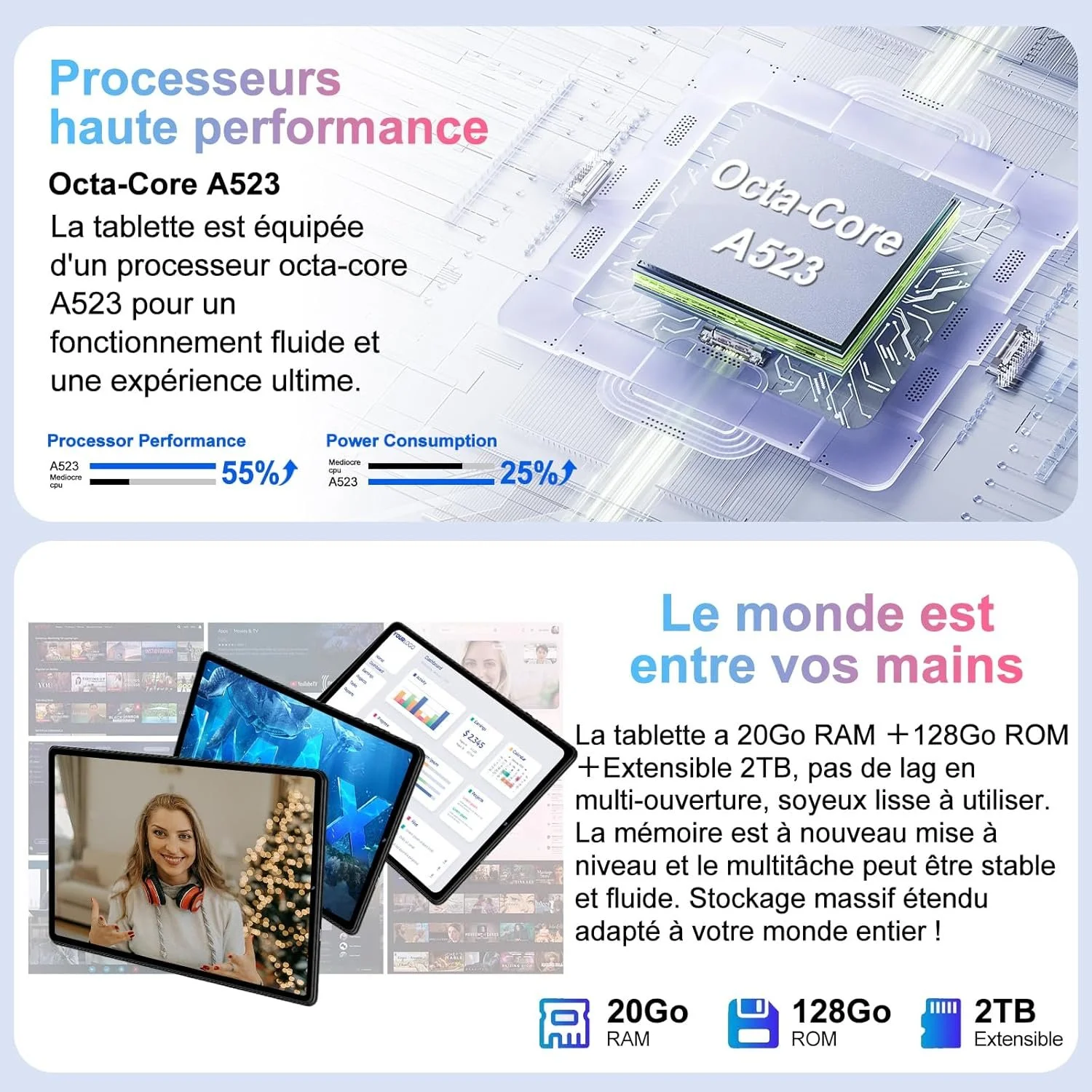 Планшет 10.1" Biegedy B22 6+14/128Gb 8 ядер Android 15 6000 mAh Чорний, фото №3