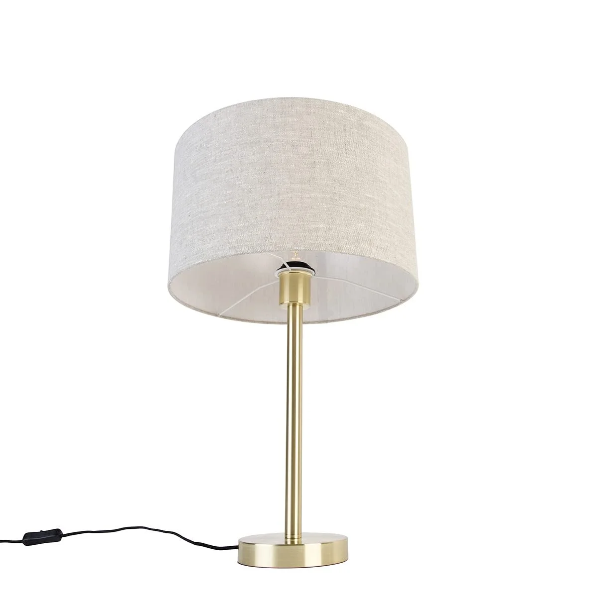 Настільна лампа Qazqa Simplo Design Classic Латунь 35 см Сталь Кругла LED E27 Світло-сірий, фото №4