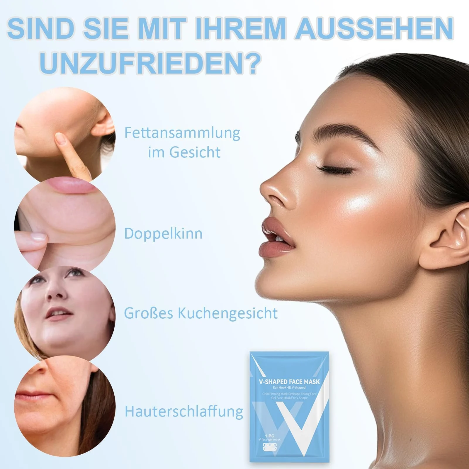 Маска V-подібна для підтяжки обличчя Комплект для підтяжки подвійного підборіддя - 5 штук, фото №3