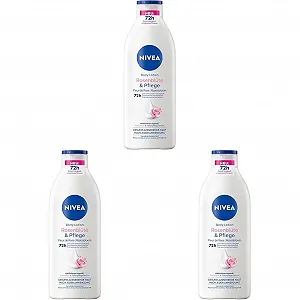 Лосьон для тела NIVEA Rose Petal & Care с аргановым маслом, для увлажнения до 72 часов, 400 мл (3 шт в упаковке) - Фото 1