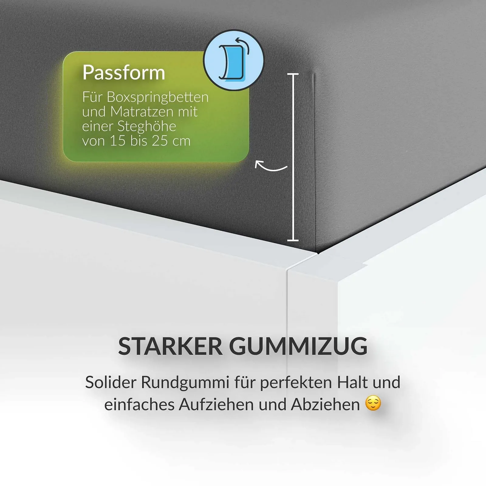 Простирадло на гумці Jersey 200 x 220 см Антрацит, фото №4 Простирадло на гумці Jersey 200 x 220 см Антрацит, фото №4