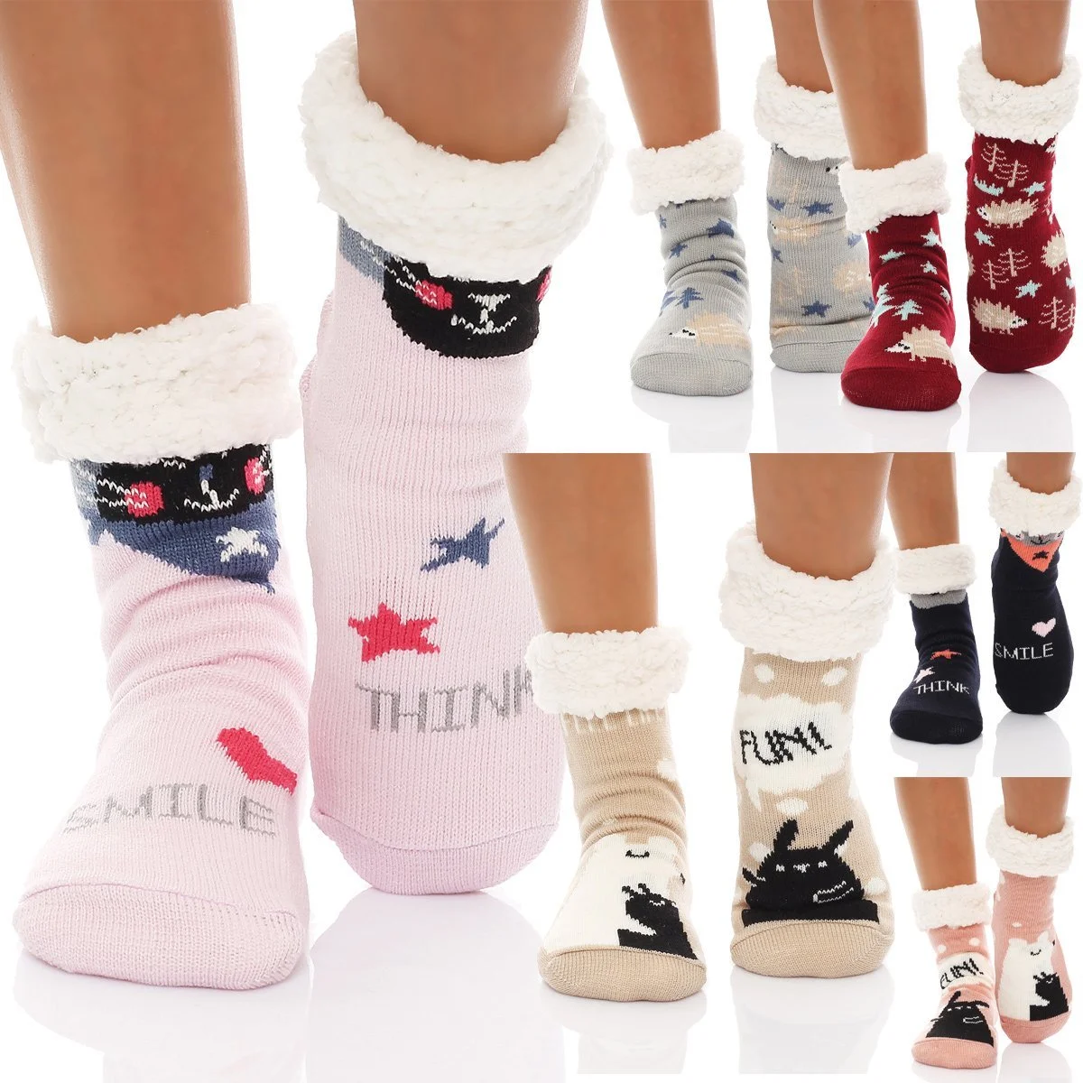 Шкарпетки-капці Cleostyle CL 0267 Fluffy Cottage ABS з хутром Teddy, фото №4 Шкарпетки-капці Cleostyle CL 0267 Fluffy Cottage ABS з хутром Teddy, фото №4