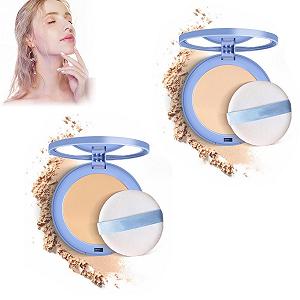Пудра прессованная GAGK Matte Perfection, матирующая, влажная и сухая, для контроля жирности лица, водостойкая, стойкая, матирующая, разглаживающая (Классическая слоновая кость + Чистый бежевый) - Фото 1