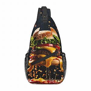 Сумка-рюкзак нагрудна Fast Food Print Чорна - Фото 1