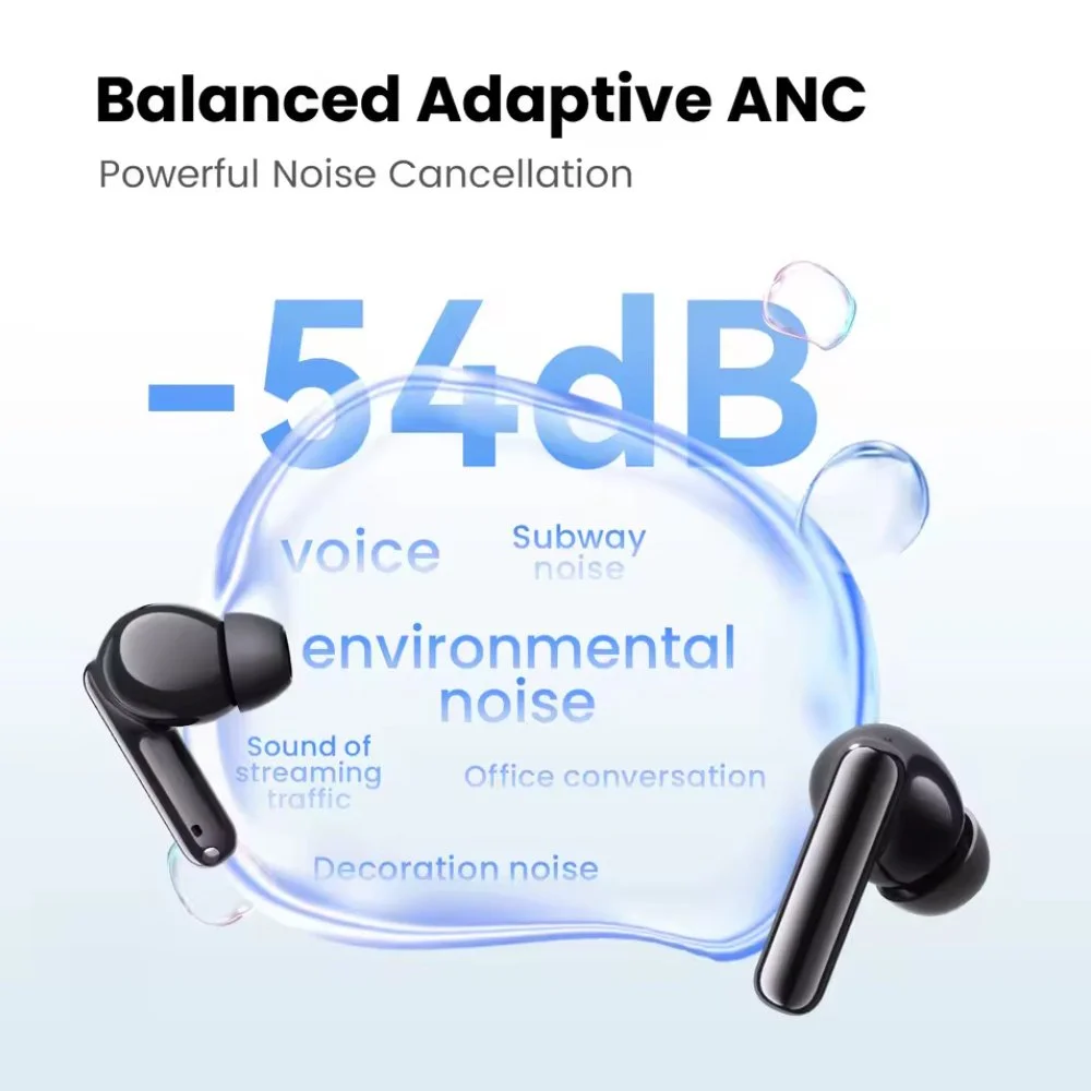 Навушники HAYLOU Flowbuds N55 Black LDAC Hi-Res Audio 54dB ANC IPX5, фото №5