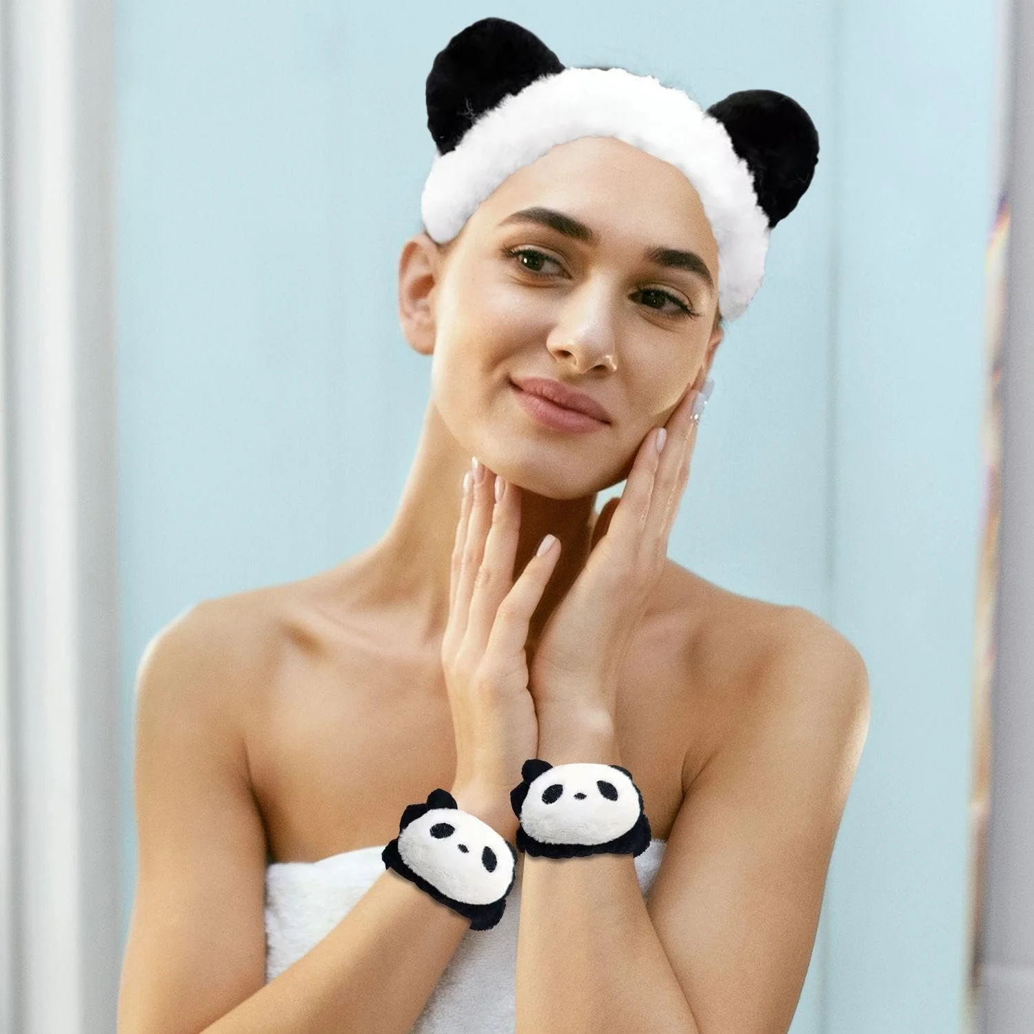 Пов'язка на голову Panda, 1 пара браслетів і 2 шпильки, фото №5 Пов'язка на голову Panda, 1 пара браслетів і 2 шпильки, фото №5