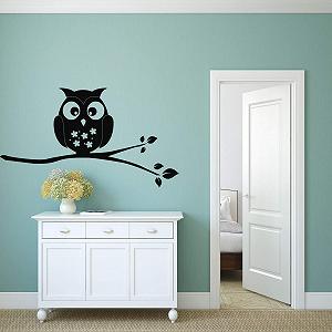 Наклейка на стіну kleb-Drauf 1 Owl on Branch 16 x 29 см Глянцева Коричнева synthetic.ua - Фото 1