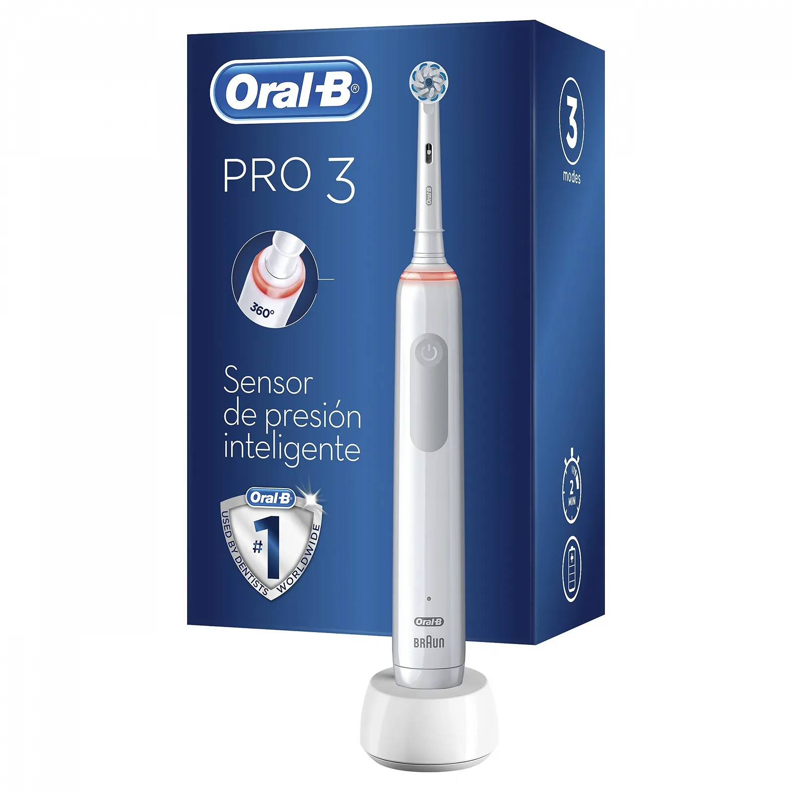 Электрическая зубная щетка Oral-B Pro 3 3000 Датчик давления 1 насадка Белый, фото №1