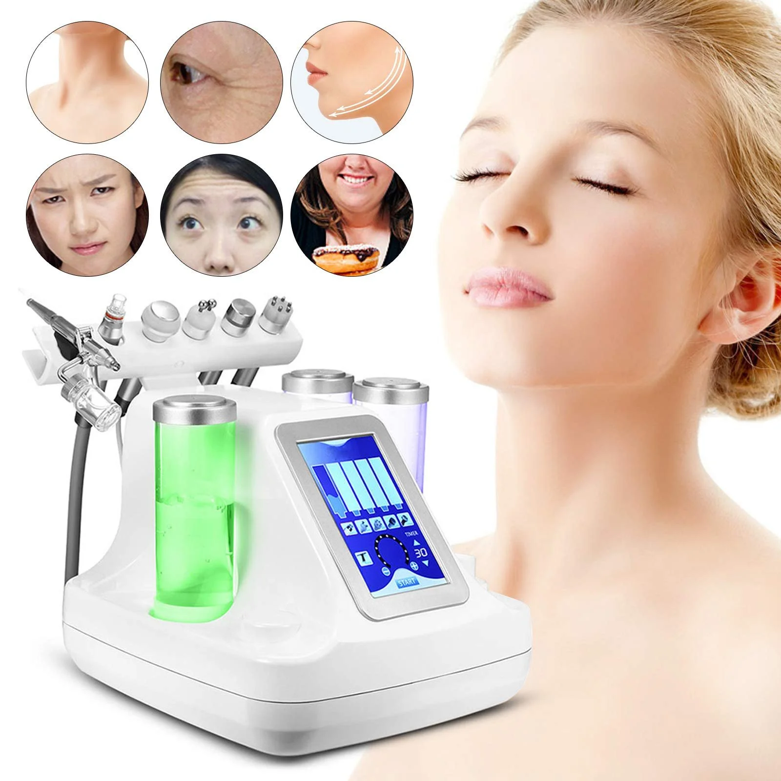 Косметологічний апарат 6 в 1 Hydrofacial Aquafacial Воднево-кисневий Пілінг Омолодження, фото №3