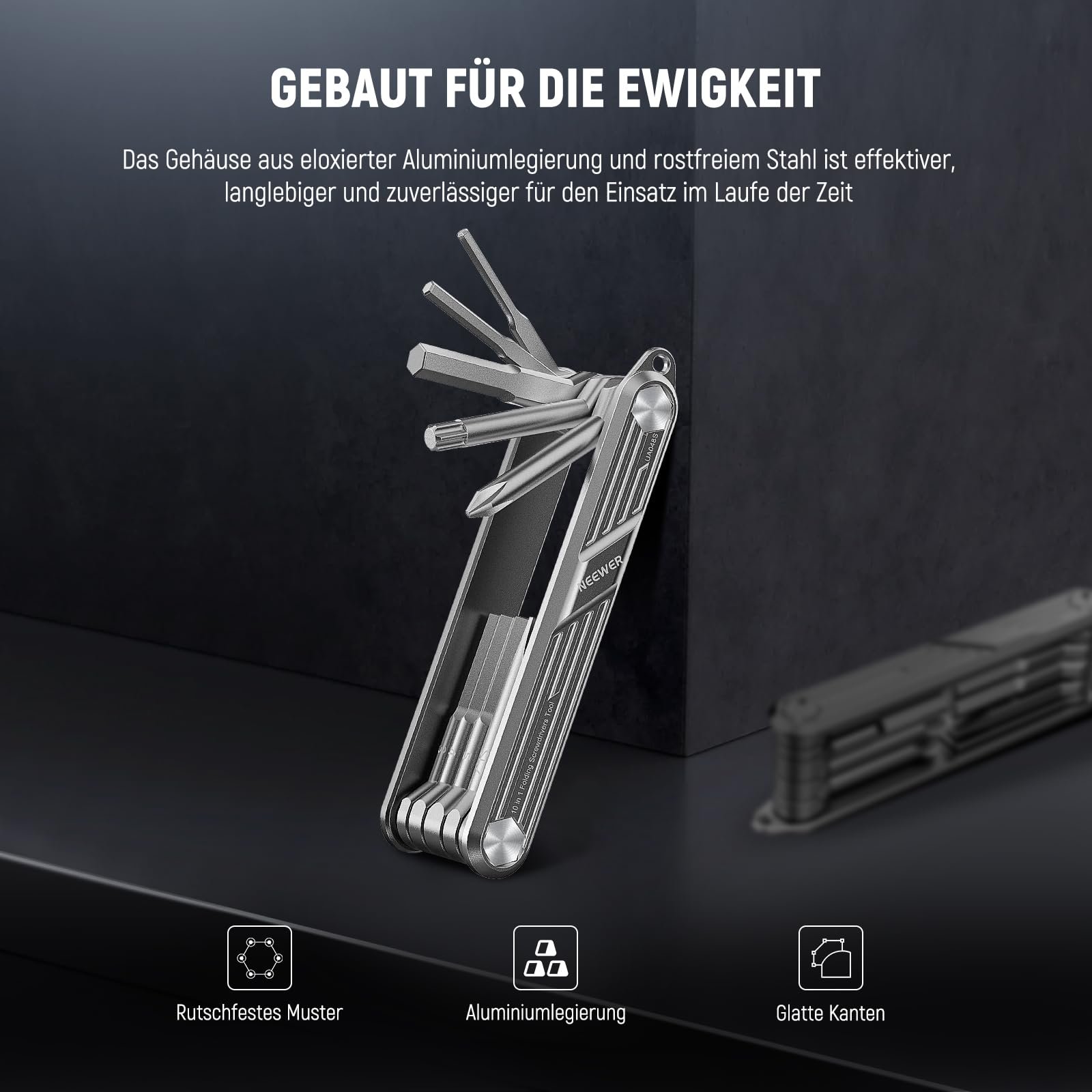 Набір з викруткою NEEWER UA048S 10-в-1 багатофункціональний складний сріблястий, фото №5