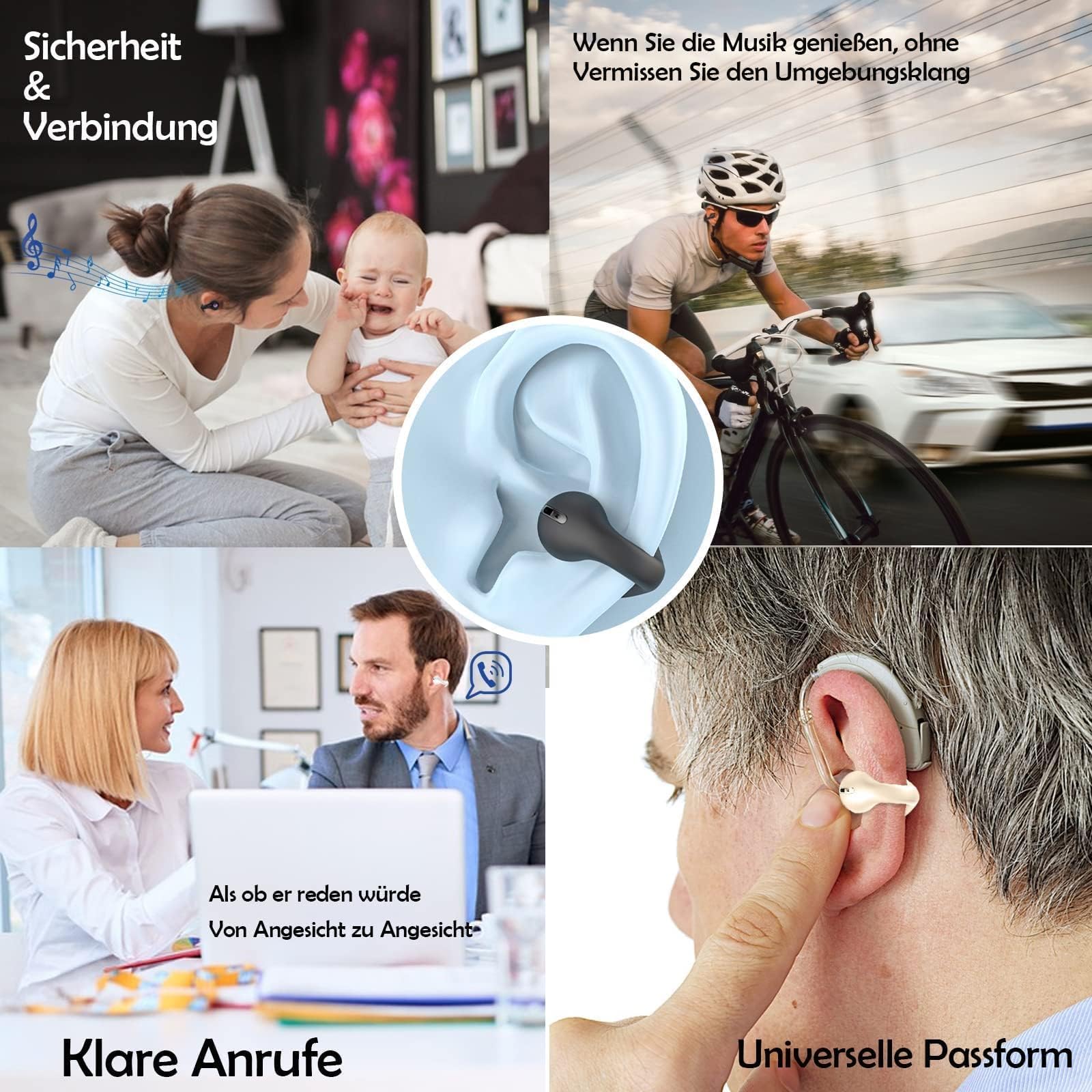 Навушники Bluetooth бездротові Ear Clip Air Line Bone Sound Спортивні з мікрофоном водонепроникні, фото №4
