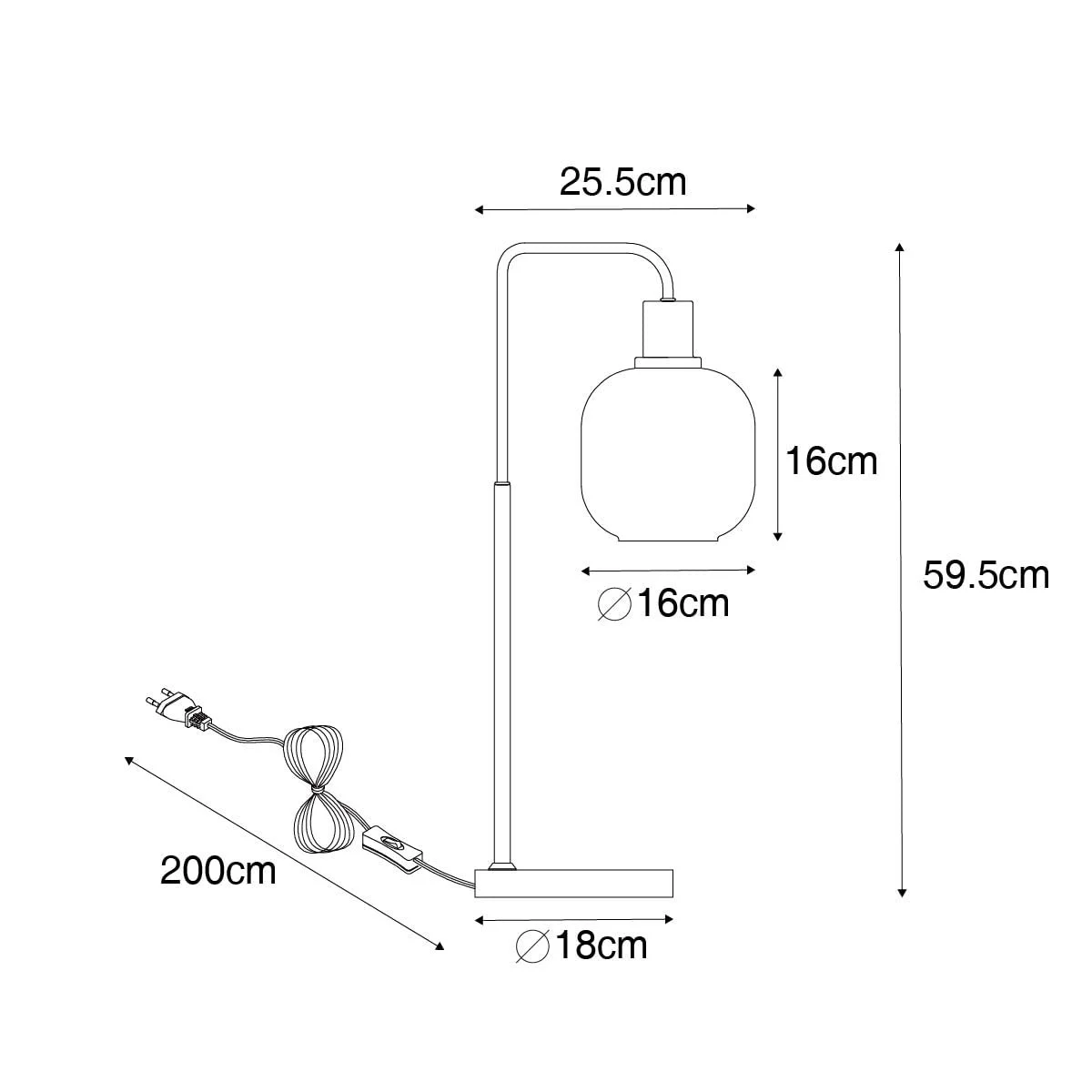 Настільна лампа QAZQA Zuzanna Design E27 Скло бурштинове Чорна з латунню, фото №5