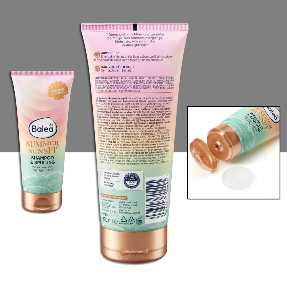 Набор Balea Summer Sunset Шампунь и Кондиционер 200 мл - Dream Curls Шампунь 250 мл, фото №3 Набор Balea Summer Sunset Шампунь и Кондиционер 200 мл - Dream Curls Шампунь 250 мл, фото №3
