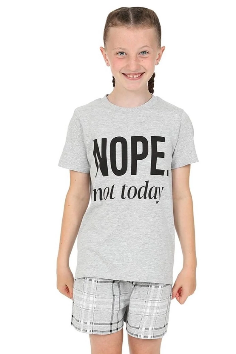 Піжама Cheeky Plaid Short Cotton Nope Not Today для дівчат, фото №2