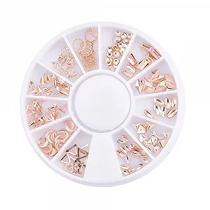 Металлическая заклепка для ногтей Круглая Овальная Треугольная Розовое Золото 3D - Фото 1