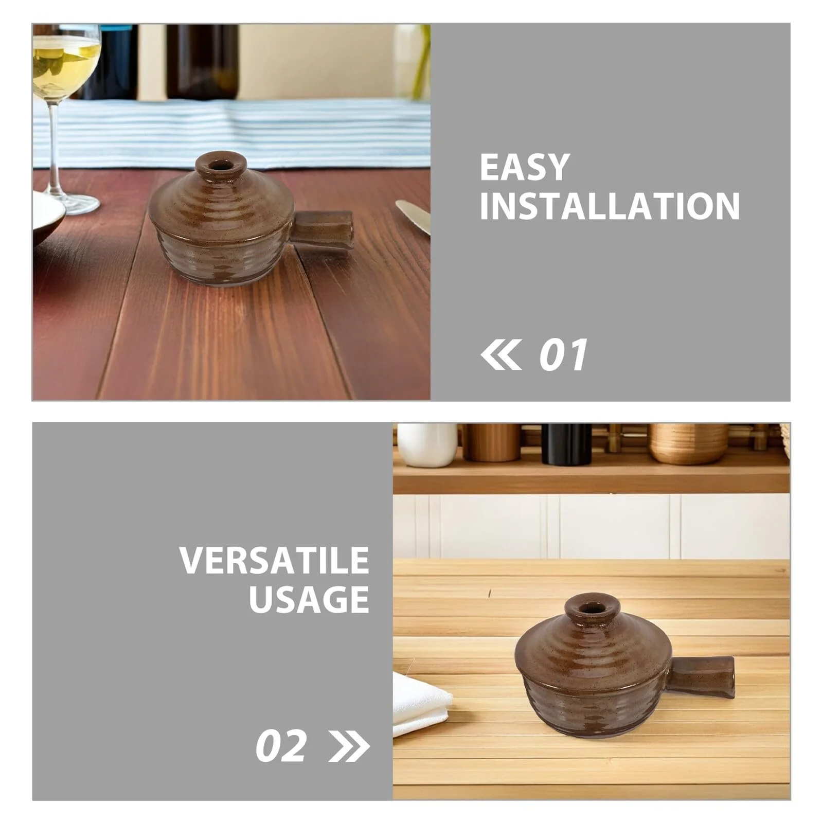 Ківш сотейник керамічний з кришкою термостійкий, фото №3