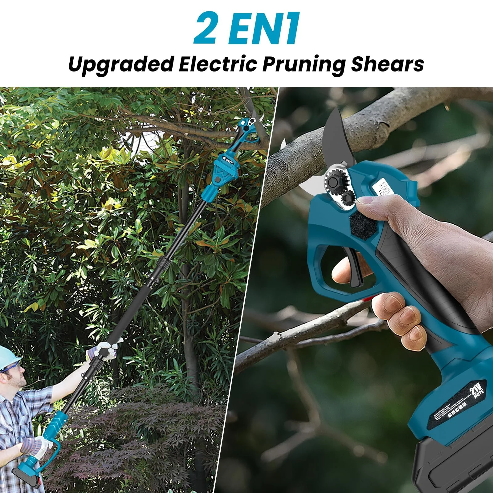 Акумуляторний електричний секатор телескопічна штанга 2 м 40 мм 2 акумулятори, фото №7