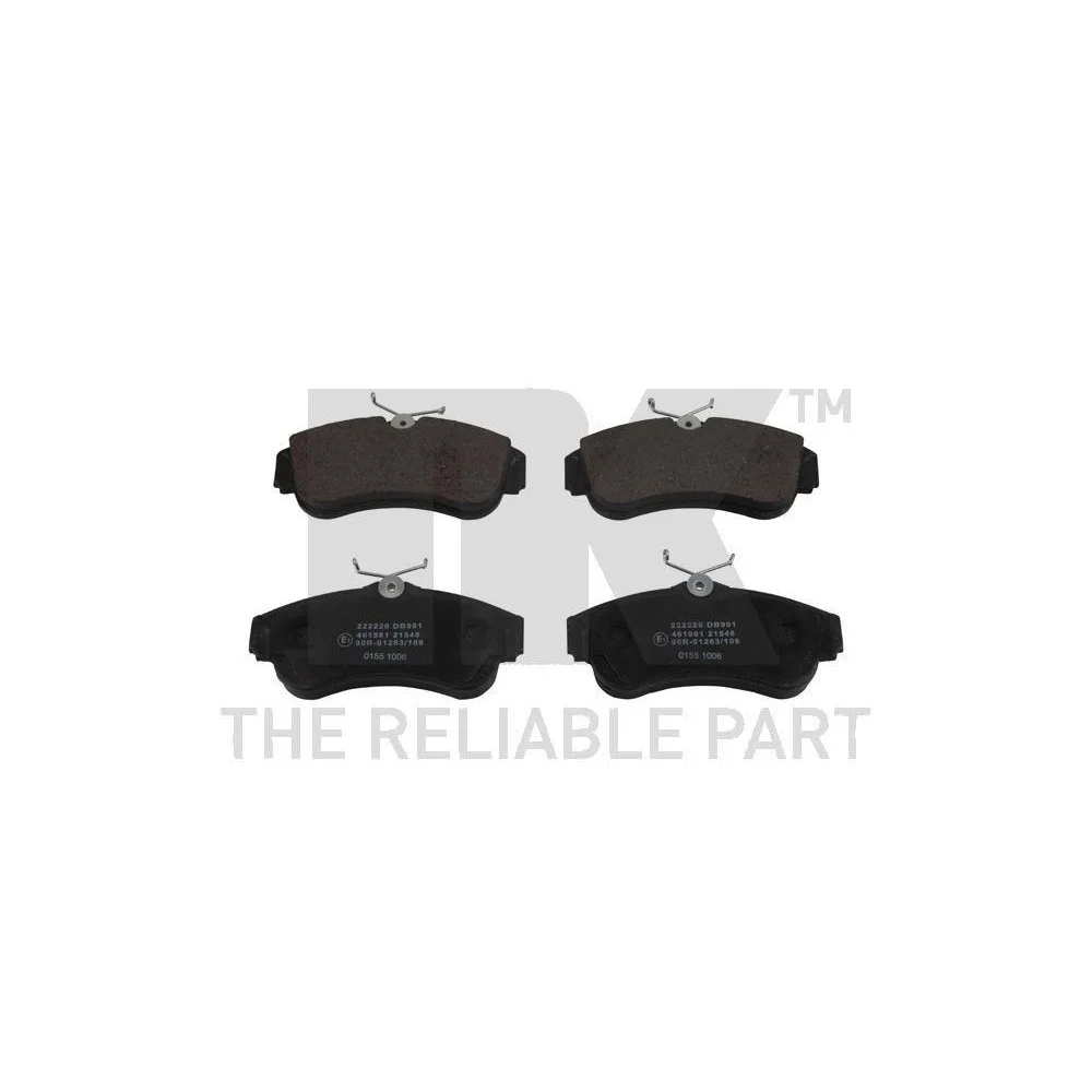 Комплект гальмівних колодок, дискове гальмо NK 222220 для NISSAN передня вісь, фото №1 Комплект гальмівних колодок, дискове гальмо NK 222220 для NISSAN передня вісь, фото №1