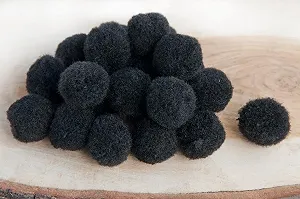 Помпоны для рукоделия Лентомания 20мм черные 10шт POM2BLCK - Фото 1