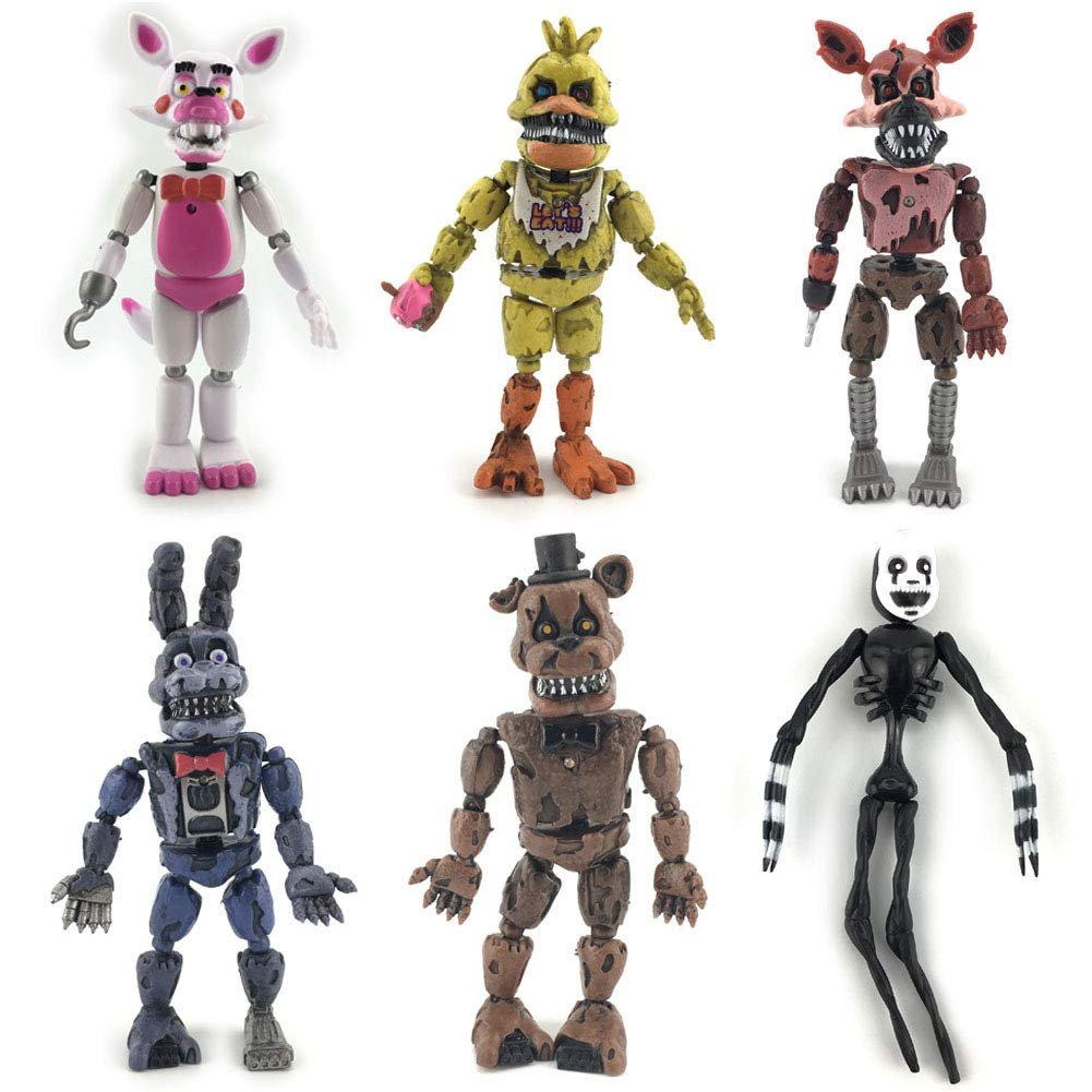 Фігурки FNAF Nightmare Foxy Bear Chica, іграшкові ляльки для подарунків на день народження, прикраси для торта, набір із 6 штук, фото №1