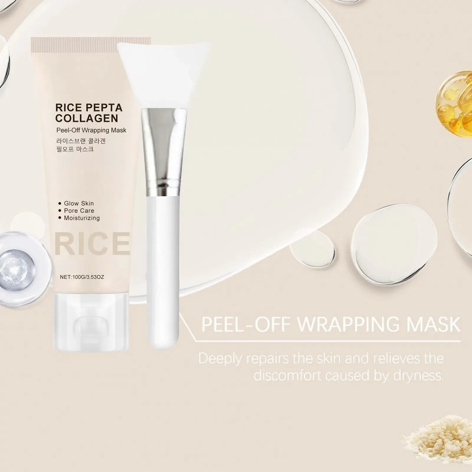 Маска для обличчя Рисова Pepta Колаген Відлущувальна, Зволожуюча, фото №6 Маска для обличчя Рисова Pepta Колаген Відлущувальна, Зволожуюча, фото №6