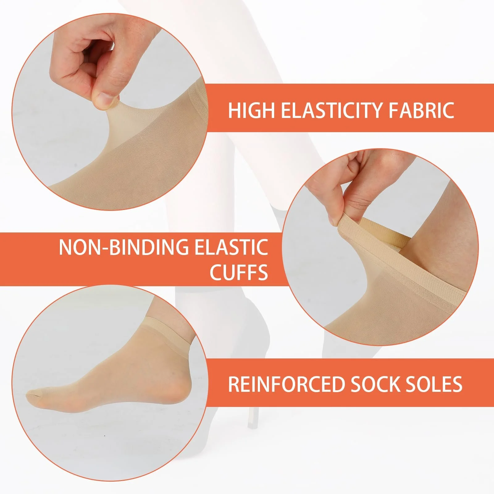 10 пар женских коротких нейлоновых носков, универсальные сверхтонкие нейлоновые сетчатые носки телесного цвета, чулки, летние носки, фото №2