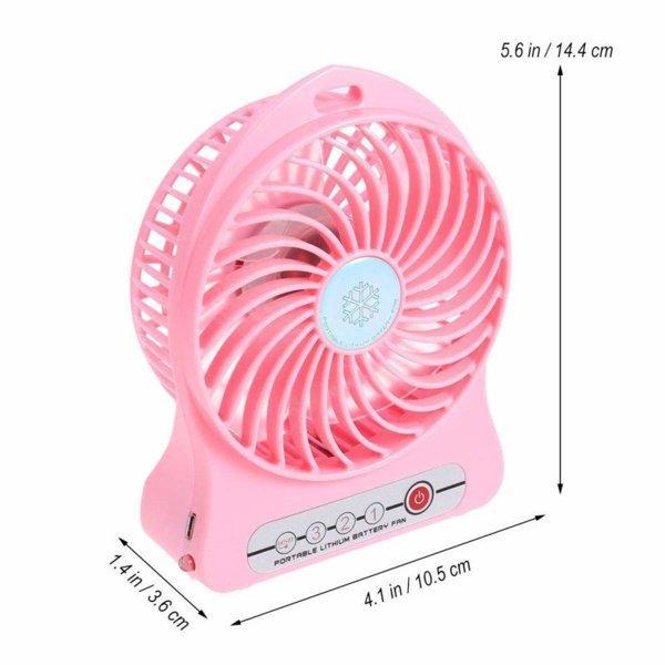 Портативный мини вентилятор USB с аккумулятором настольный зарядкой цвет розовый, фото №2 Портативный мини вентилятор USB с аккумулятором настольный зарядкой цвет розовый, фото №2