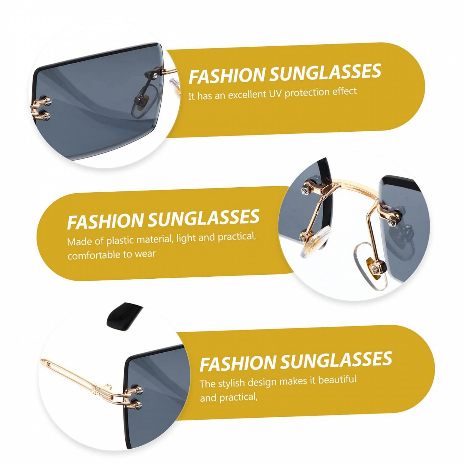 Сонцезахисні окуляри Без оправи PACKOVE 3 пари для пляжу, подорожей та шопінгу, чорний, фото №4