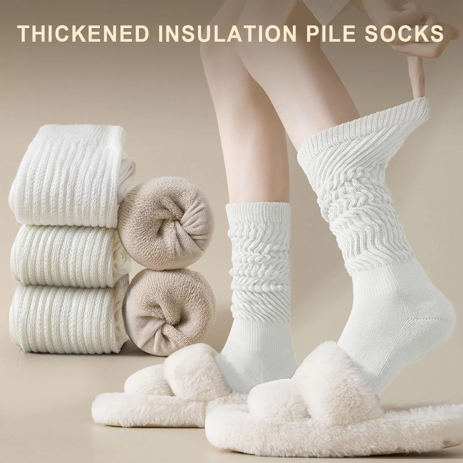 Жіночі гольфи Вязані бавовняні шкарпетки-сліучі Високі шкарпетки 2 пари, фото №3