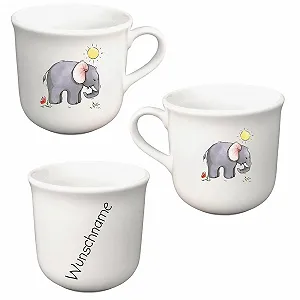 Детский Набор Посуды Персонализированный, 5 предметов, Фарфор, Тарелка, Кружка, Миска, Имя на выбор, Слоненок synthetic.ua - Фото 1
