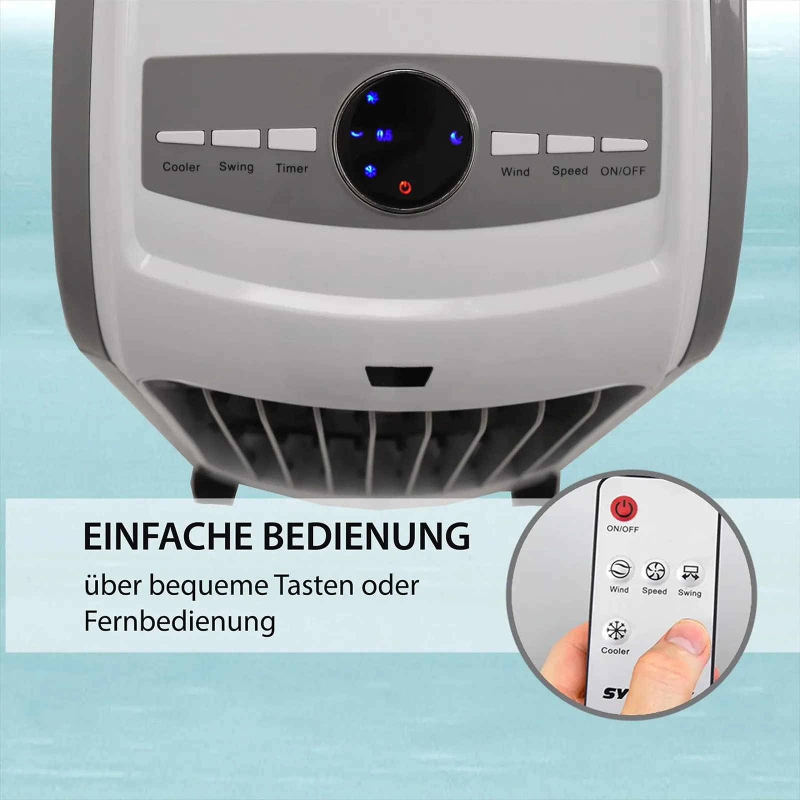 Мобільний кондиціонер Syntrox Stormy Випарний охолоджувач з пультом та таймером 4-в-1, фото №3